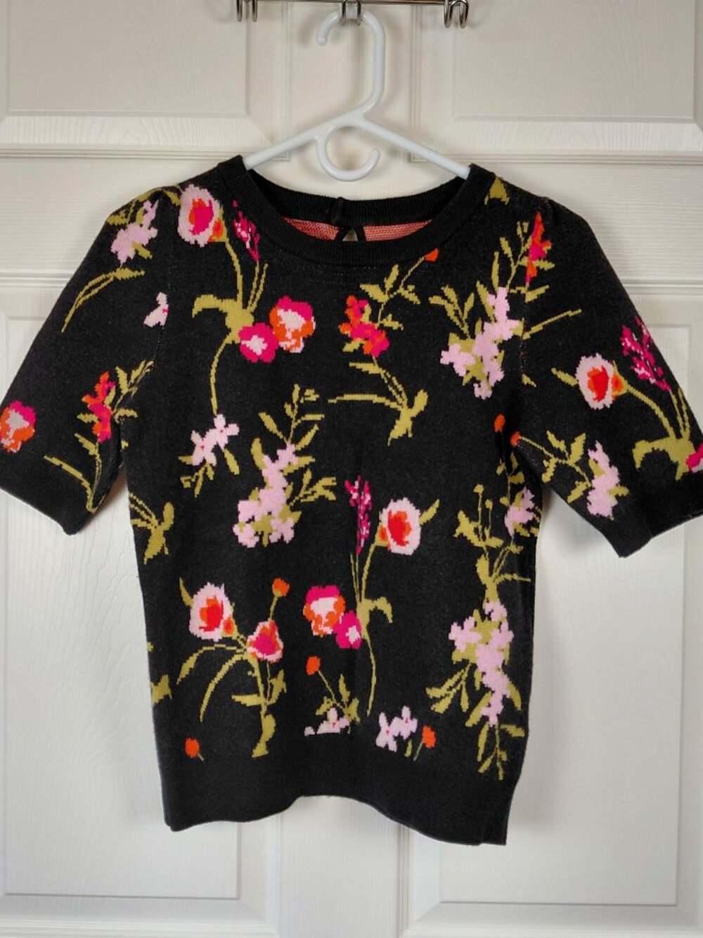Maeve Harmon Jacquared Floral Dark Sweater Tee Size XS